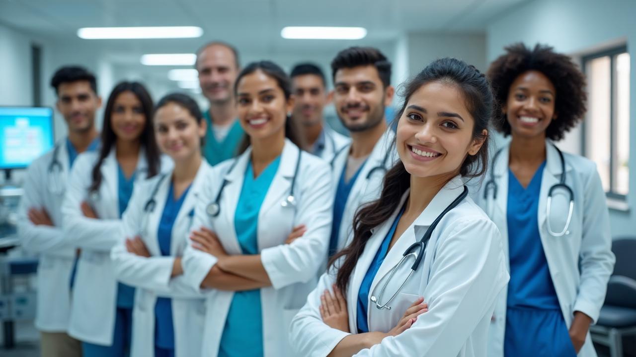 Healthcare professionals in modern medical setting
